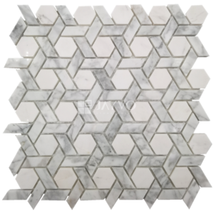 Bianco Carrara and Thassos White Marble Metal Moasic Tiles